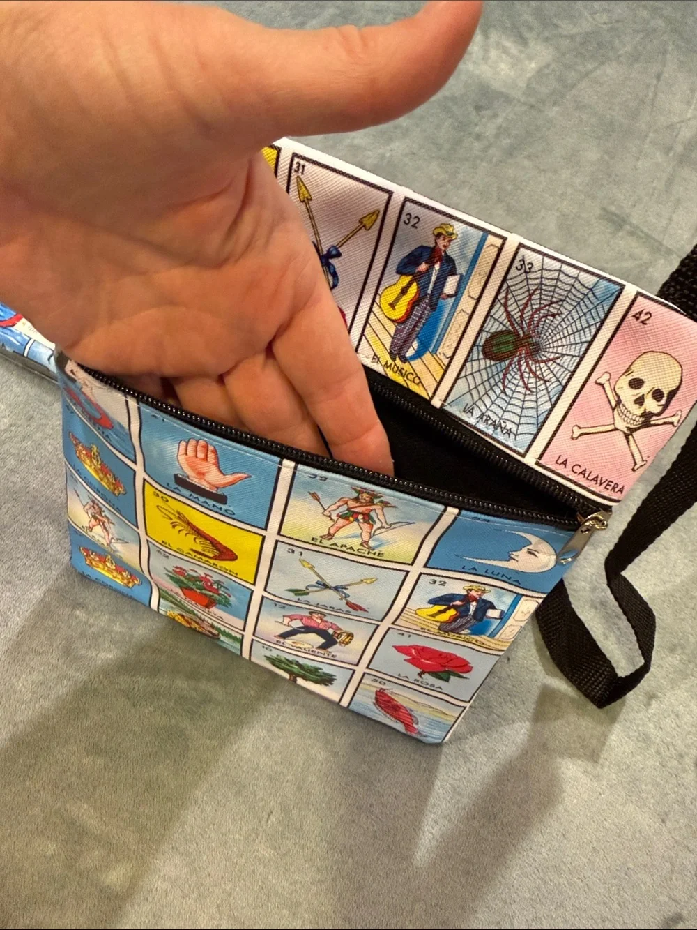 Loteria Print Crossbody Bag and Matching Card Holder